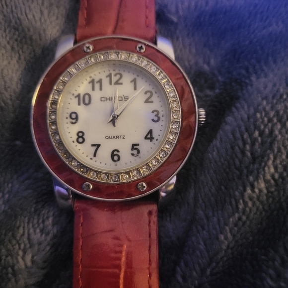 Chicos Red Leather Strap Watch - Picture 4 of 5